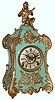 Kroeber Clock Co., New York, "Pompadour" enameled iron 8 days, time and strike, figural mantel clock, c1895