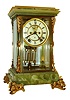 Ansonia Clock Co., Ansonia, Conn., "Griffin", 8 days, time and strike, gilt brass and onyx crystal regulator mantel clock, c1914