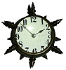 New Haven Clock Co., desktop novelty, the "MACE, T.P.", the decorative mace case held on with a screw from the rear; inner cover removed for winding and setting, c1886