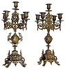 Candle stands cast brass 5-cup ornate pair similar to Ansonia models.