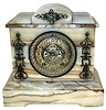 Ansonia Clock Co. Ansonia, Conn., "Alpha variant", 8 days, time and strike, onyx case mantel clock, c1892