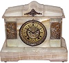 Ansonia Clock Co., New York, similar to "Lima", onyx 8 days, time and strike, mantel clock, exposed escapement, c1892