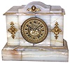 Ansonia Clock Co., New York, variation of "Ansonia" model, white onyx 8 days, time and strike, mantel clock, visible escapement, c1895