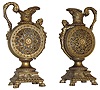 Ansonia Clock Co., New York, "Etruscan Pitchers" cast metal side pieces finished in "Japanese Bronze", c1904