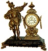 Ansonia Clock Co., New York, "Insult" Japanese Bronze 8 days, time and strike, cast metal figural mantel clock, visible escapement, c1894