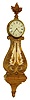 Peter Libbey, Portland, Maine, reproduction of a Sawin lyre banjo (the same model reproduced by both Stennes and Campos), with a Kilbourn & Proctor, 8 days, weight driven movement, dial and tablets by Ted Burleigh, Jr, dated 1978. this is one of 3 made of tiger maple; details on weight baffle inside.