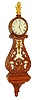 Peter Libbey, Rockland, Maine, 8 days, reproduction of an Aaron Willard, Jr. carved wall lyre timepiece. The dial and tablet were painted by Ted Burleigh, Jr. The movement by Kilbourn & Procter. This is one of three produced, c1978