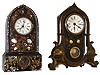 Clocks- 2 (Two): (1) Chauncey Goodrich, Forestville, Conn., 8 days, time and strike, iron front shelf clock, c1850 (2)Ansonia Clock Co., Ansonia, Conn., 8 days, time and strike, iron case shelf clock, c1850