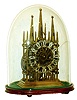 English double fusee, striking skeleton clock, in the form of Litchfield Cathedral, with a pierced & silvered silvered dial, c1870
