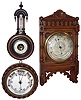 Barometers- 3 (Three) aneroid: Yeats & Son, Dublin, oak with curved thermometer; Sidric, oak; and F. Rachmuhl Sohn, Basel, walnut with straight thermometer
