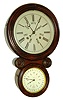 L. F. and W. W. Carter, Bristol, Conn., 8 days, time and strike, double dial B. B. Lewis calendar wall clock, c1865.