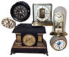 Mixed Lot: French repeating carriage clock; Russian submarine clock, Seth Thomas black phenolic marine clock; Kundo electronic; London 400-day; Ingraham black mantel; Elgin and Russian black aircraft clocks; 6 Waltham 37-size 8 days, clocks including travel and dashboard; 3 Elgin car and aircraft clocks; 3 round barometers including 2 Friez U.S. Navy in wooden boxes and French for Fritz & Hawley: Inverto Deluxe staking set in fitted wood box; etc.