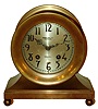 Chelsea Clock Co., Boston, for Webb C. Ball, Cleveland, 4.5" dial "Brass and Ball" hinged bezel ship's bells mantel clock, special dial, #138105, 1919