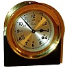 Boston, by Chelsea Clock Co., 4" 8 days, ship's strike brass case marine clock on home-made wood cradle, German 132-071 movement made in 1984