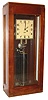Gents of Leicester, time clock, hardwood case with glazed front and sides, Arabic numeral painted dial, 8 days, time only fusee movement above cylinder for time recording paper, strip with pins and ribbon for marking time located behind cylinder, c1930