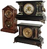 Clocks- 5 (Five) Connecticut wood case 8 days, mantel and wall clocks: four time and strike, one time only banjo, late 19th & early 20th centuries