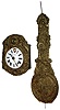 Clocks- 3 (Three) hanging 8 days, clocks: Morbier time and strike; Ansonia "Square Plush Plaque" twin-spring time only; bed warmer form time only; late 19th century