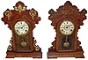 Clocks- 2 (Two) Seth Thomas metal series, time and strike, oak mantel clocks, c1900: "Metals No. 1" and a variant of "Metals No. 3"