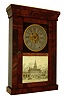C. & N. Jerome Bristol, Conn., shelf clock, 30 hours, time and strike, weight driven movement with solid brass wheels in a mahogany veneer case with painted metal dial and silk screened lower tablet, c1838