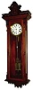 New Haven Clock Co., New Haven, Conn., "Regulator No. 2" wall clock, 8 days, time only, weight driven Swiss pinwheel deadbeat movement with sweep seconds and 3-jar mercury pendulum in walnut case with burled walnut highlights and white enamel dial, c1886