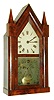 Brewster & Ingrahams, Bristol, Conn., 8 days, time and strike, iron back plate Kirk's patent sharp gothic or steeple clock, c1850