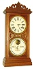 Ithaca Calendar Clock Co., Ithaca, NY, "Chronometer", 8 days, time and strike, double dial calendar shelf clock, c1885  We could not find this clock in the catalog and does not match the "Chronometer" model.  It appears more like variation of the No. 10 Farmer's model.