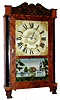 Eli Terry Jr., Plymouth Conn., pillar and splat short drop shelf clock, 30 hours, wooden works, time and strike, with reverse painted lower tablet, c1833