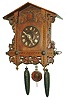 Black Forest, Germany, inlaid oak 2 weight 30 hours, hanging cuckoo clock, back stamped "J.B. Colby, Barre, Mass.", 1899
