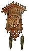 Black Forest, Germany, early 2 weight 30 hours, time and strike, carved walnut hanging cuckoo clock, c1870