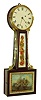 Late 19th century banjo clock case now fitted with a E.O. Stennes weight driven brass movement.