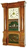 E.N. Welch, Forestville, Conn., 8 days, time and strike, column & cornice shelf clock, c1860. Label states: "At the old establishment of the late J.C. Brown".