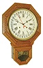 E. Ingraham & Co., Bristol, Conn., "12-Inch Drop Octagon", 8 days, time and strike, pressed oak case calendar wall clock, c1907