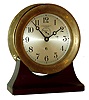 Chelsea Clock Co., Boston, "Marine" 6" dial for "Baker Lyman & Co., Inc., New Orleans" brass screw-bezel wall clock, #783620, with non-matching wood cradle, c1974