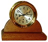 Chelsea Clock Co., Boston, 6" time only marine clock in brass case, screw bezel, #641634, with home-made thick mahogany cradle, c1961