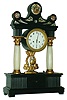 Austrian painted wood and alabaster column two-day time and strike, portico mantel clock, c1840