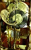 Ansonia Clock Co., New York, "Marchioness" 8 days, time and strike, brass and beveled glass crystal regulator mantel clock, visible escapement, c1904