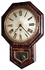 E. N. Welch Mfg. Co., Forestville, Conn. "No. 1 Drop Octagon" 8 days, time only rosewood, short drop school clock, c1889
