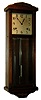 Gilbert Clock Co., Winsted, Conn, Small duo-tone "Normandy" chime "Hollywood" model clock, slim, made to fit in a small space or wall end, and with beveled glass door and silvered dial., c1925