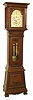 Seth Thomas Clock Co., Thomaston, Conn., "Hall Clock No. 24" tall clock, 8 days, time and gong strike, brass weight driven movement in a mahogany and mahogany veneer case with beveled glasses, reeded full columns on hood, splayed plinth with variant OG bracket feet and flat reeded columns flanking trunk door and silvered brass dial, c1900