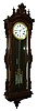 Ansonia Clock Co., Ansonia, Conn., "Regulator No. 14" variant wall clock, 8 days, time only, weight driven Swiss movement with deadbeat pinwheel escapement, sweep seconds and a three vial mercury pendulum in a walnut case with white enamel dial, c1883