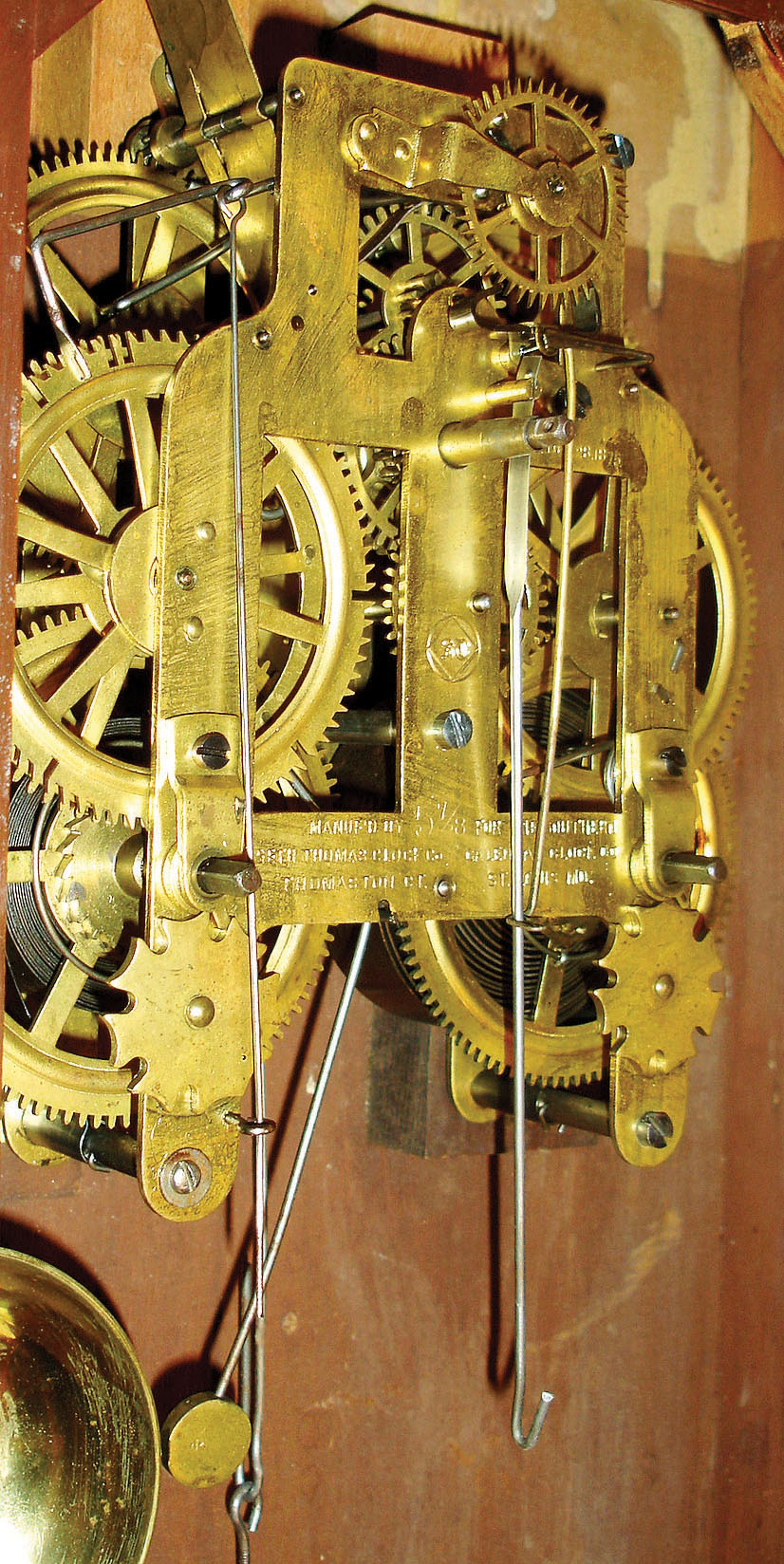 Clocks- 2 (Two) American Double Dial Calendar Clocks. (1) Southern Calendar Clock Co., St. Louis, Missouri. "Fashion No. 1" 8 day spring driven time and strike, in a mahogany veneered case, c1875. (2) E. N. Welch Mfg. Co., Forestville, Conn., "Arditi" model 8 day spring driven time and strike movement with a Daniel J. Gale calendar movement in a black walnut case, c1885. — Antique Clocks Price Guide