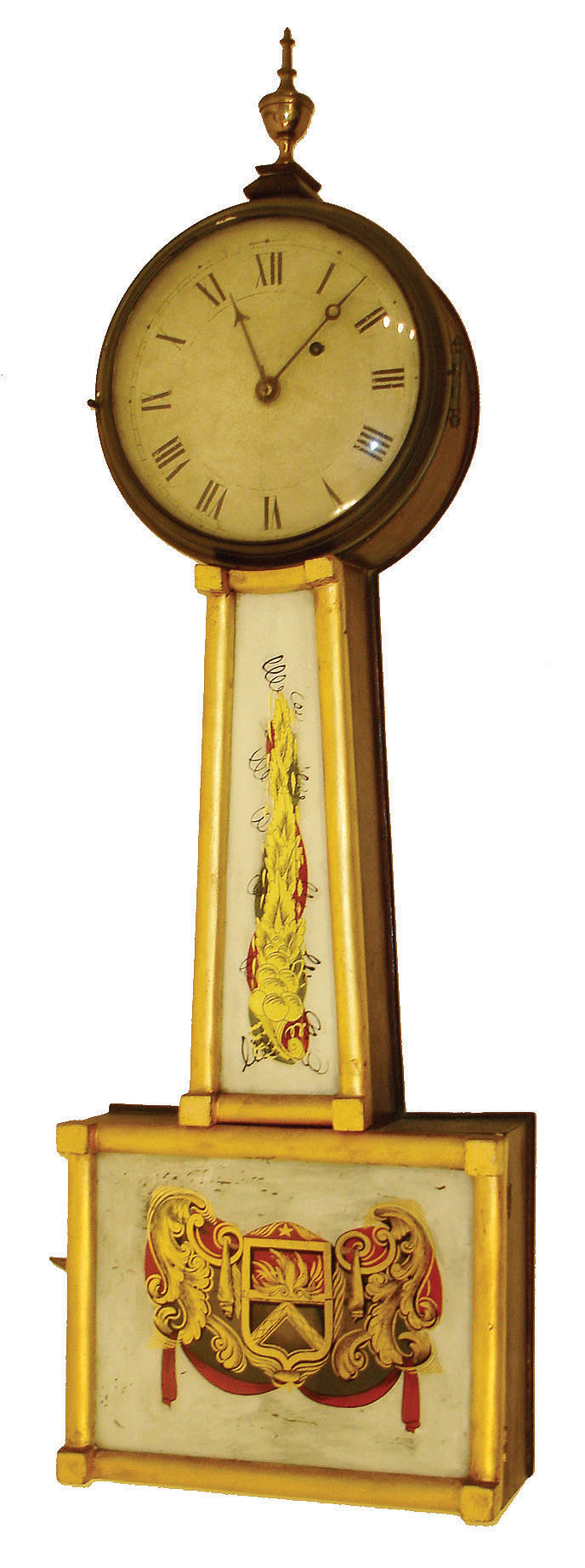 Unknown maker, probably Massachusetts, 8 days,weight patent or banjo timepiece, c1830 — Antique Clocks Price Guide