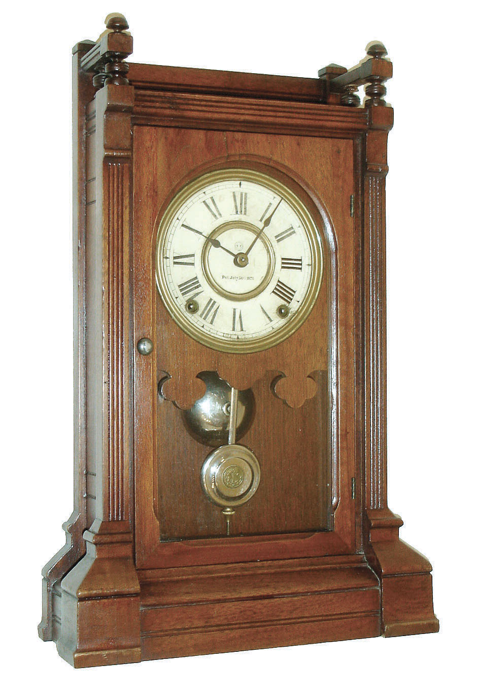 Seth Thomas Clock Co., Thomaston, Conn., "Albion V. P." 8 day time&amp; strike walnut shelf clock, c1885. — Antique Clocks Price Guide