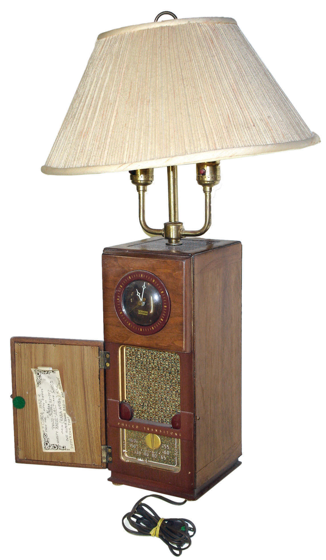 Clocks- 4 (Four) Plug-in Electric: Rare combination Philco radio, lamp and sessions clock; Blatz beer illuminated advertizing counter clock; Master Crafters "Swinging Playmates" novelty clock; and Kit-Cat Clock with moving eyes in original box — Antique Clocks Price Guide