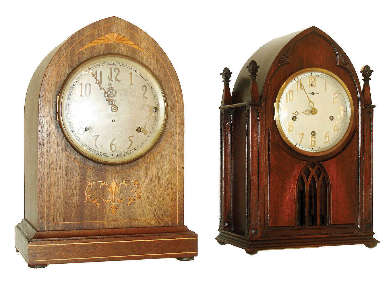 Clocks- 2 (Two) Conn., chime: (1) New Haven Clock Co., New Haven, Conn., "Abbey", 8 day time, strike &amp; Westminster chime on rods, c1929. (2) Seth Thomas Clock Co., Thomaston, Conn., "Chime Clock No. 64", 8 days, time &amp; Westminster chime on rods, c1914. — Antique Clocks Price Guide