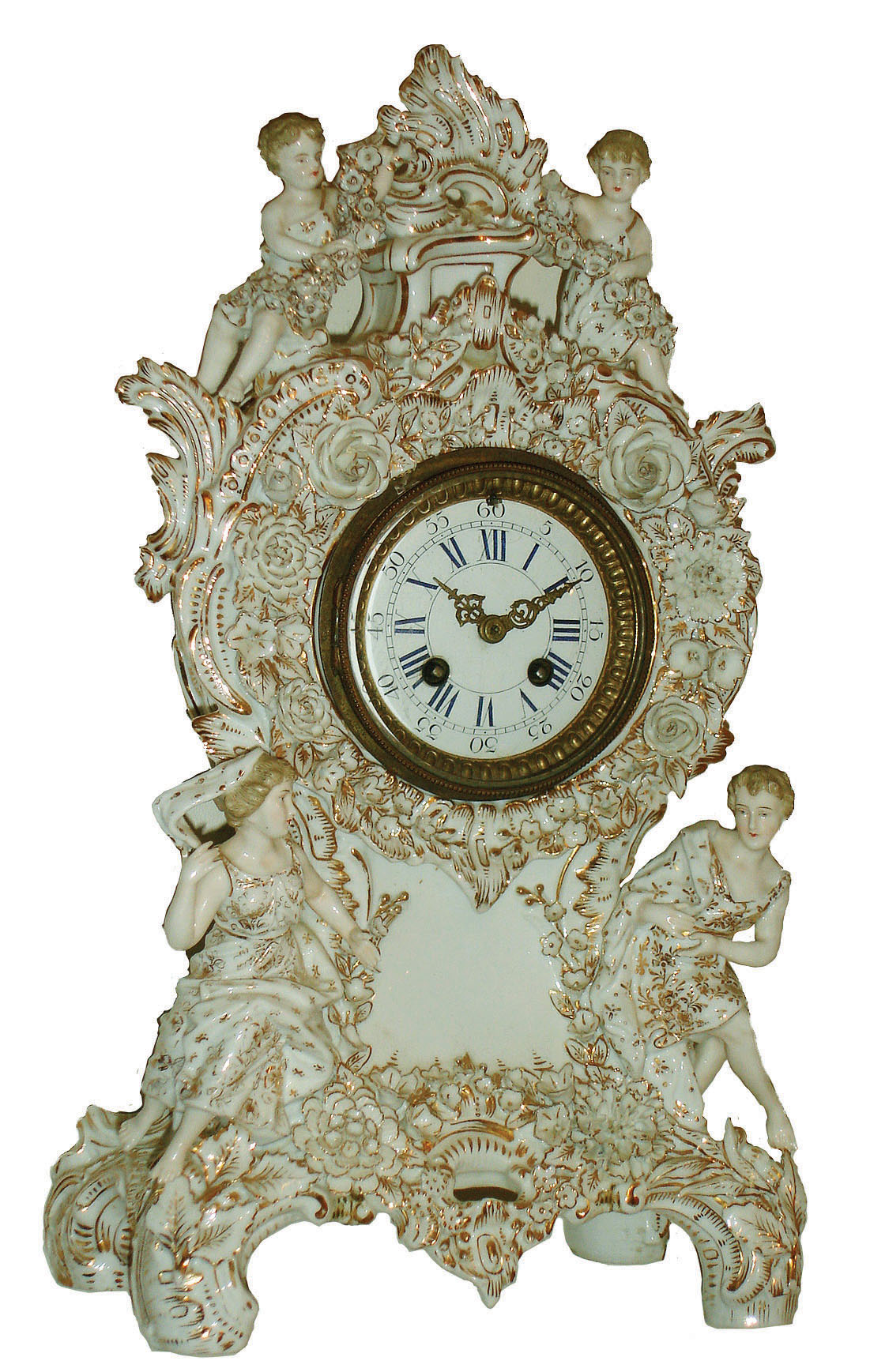 Lenzkirch, Germany, porcelain 8 days, time and strike, mantel clock, movement #723527, c1882 — Antique Clocks Price Guide