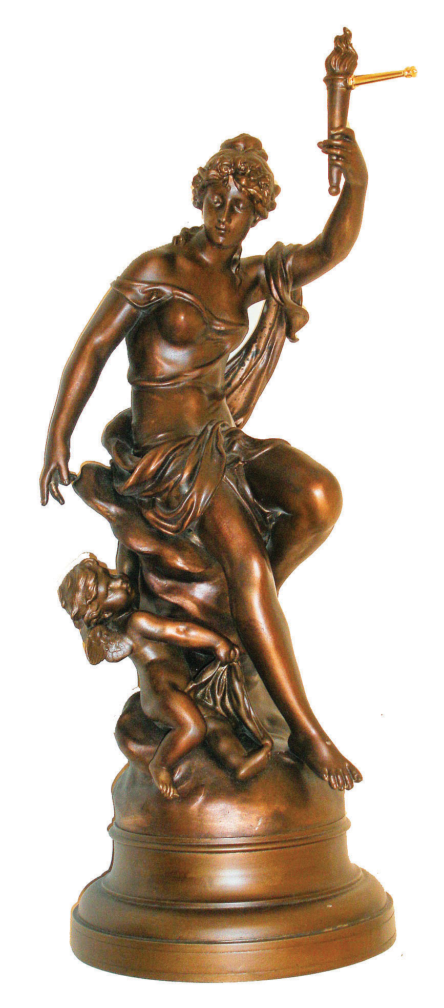 Ansonia Clock Co., New York, "Fortuna" swing clock bronzed spelter STATUE ONLY (no clock), c1906 — Antique Clocks Price Guide