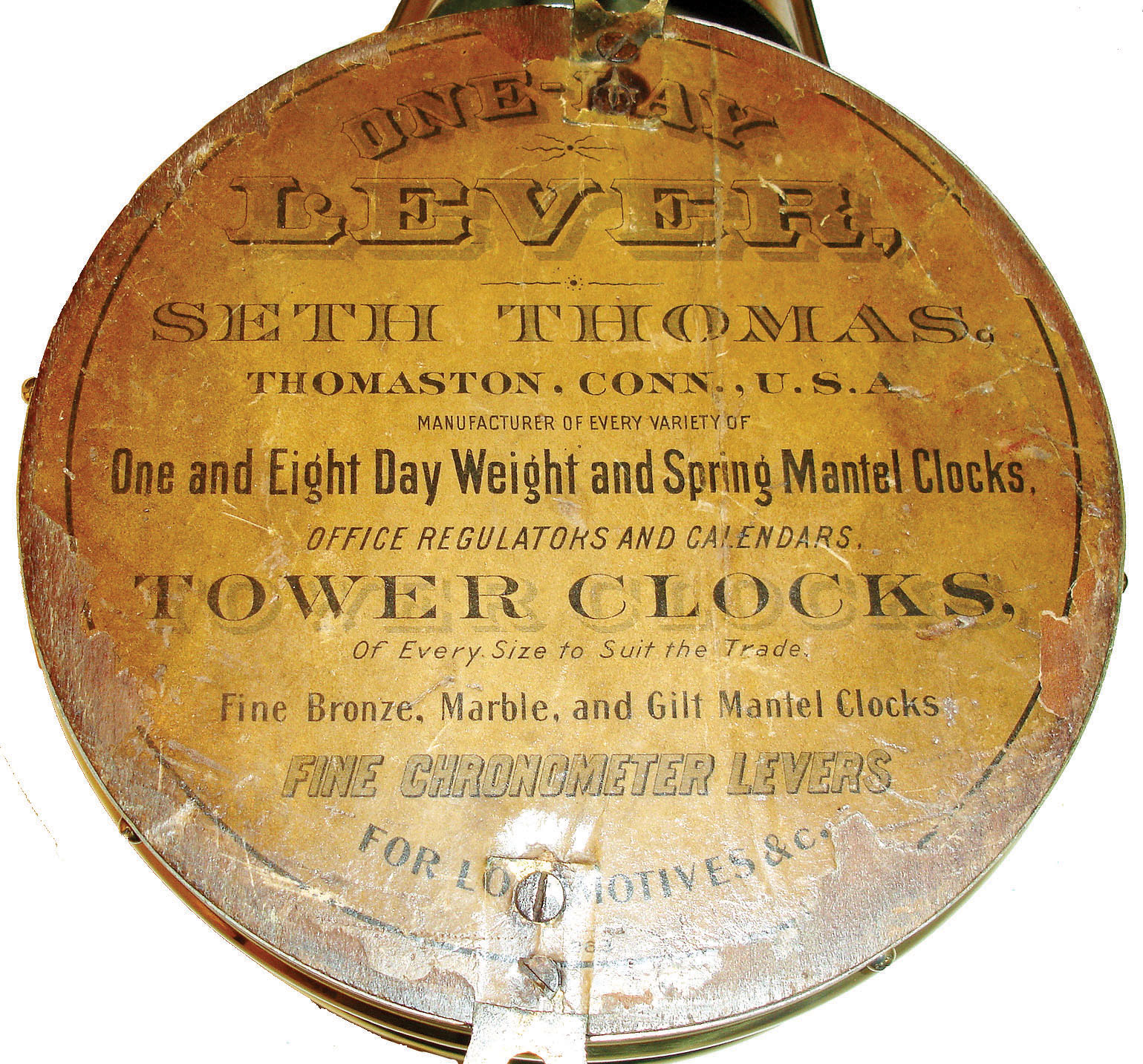 Seth Thomas Clock Co., Thomaston, Conn., "Yacht Clock" 30 hours, time &amp; ship's bell striking clock with lever escapement in highly polished brass case, c1910. — Antique Clocks Price Guide