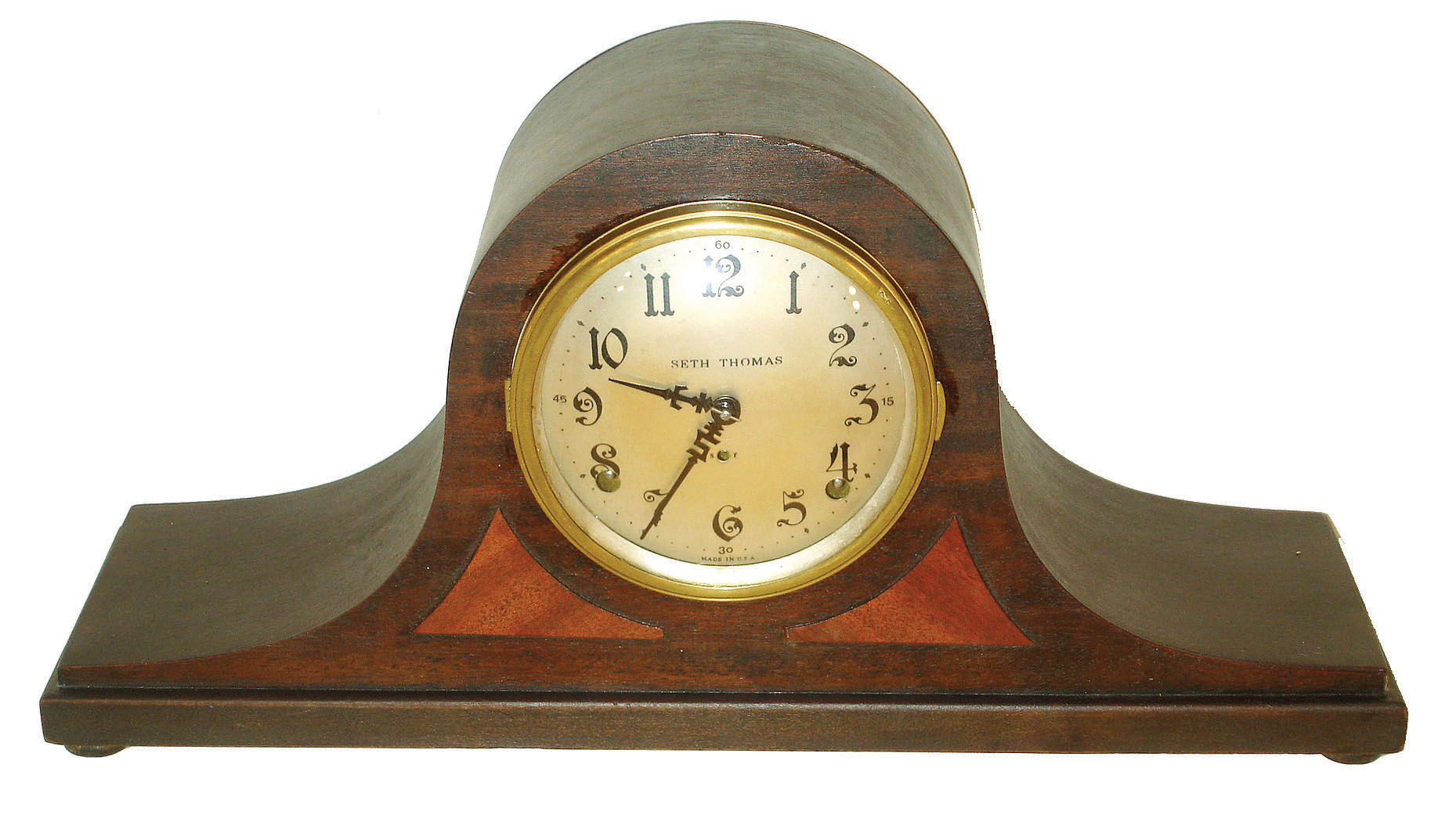 Seth Thomas Clock Co., Thomaston, Conn., "Sentinel 10", 8 days, time and strike, tambour mantel clock, c1929 — Antique Clocks Price Guide