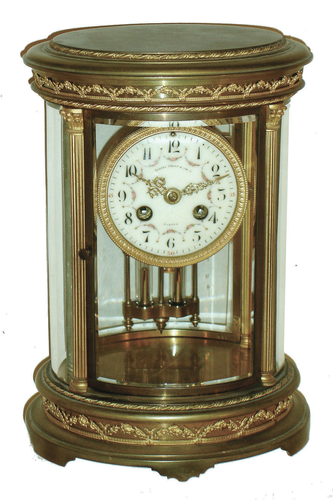 French, for Shreve Crump &amp; Low, Boston, oval 8 days, time and strike, crystal regulator, 1855 Vincenti Medaille D'Argent movement, c1880 — Antique Clocks Price Guide